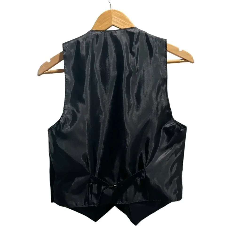 Don’t DS Stop Black Genuine Leather Vest Men’s L Snap Front Lined